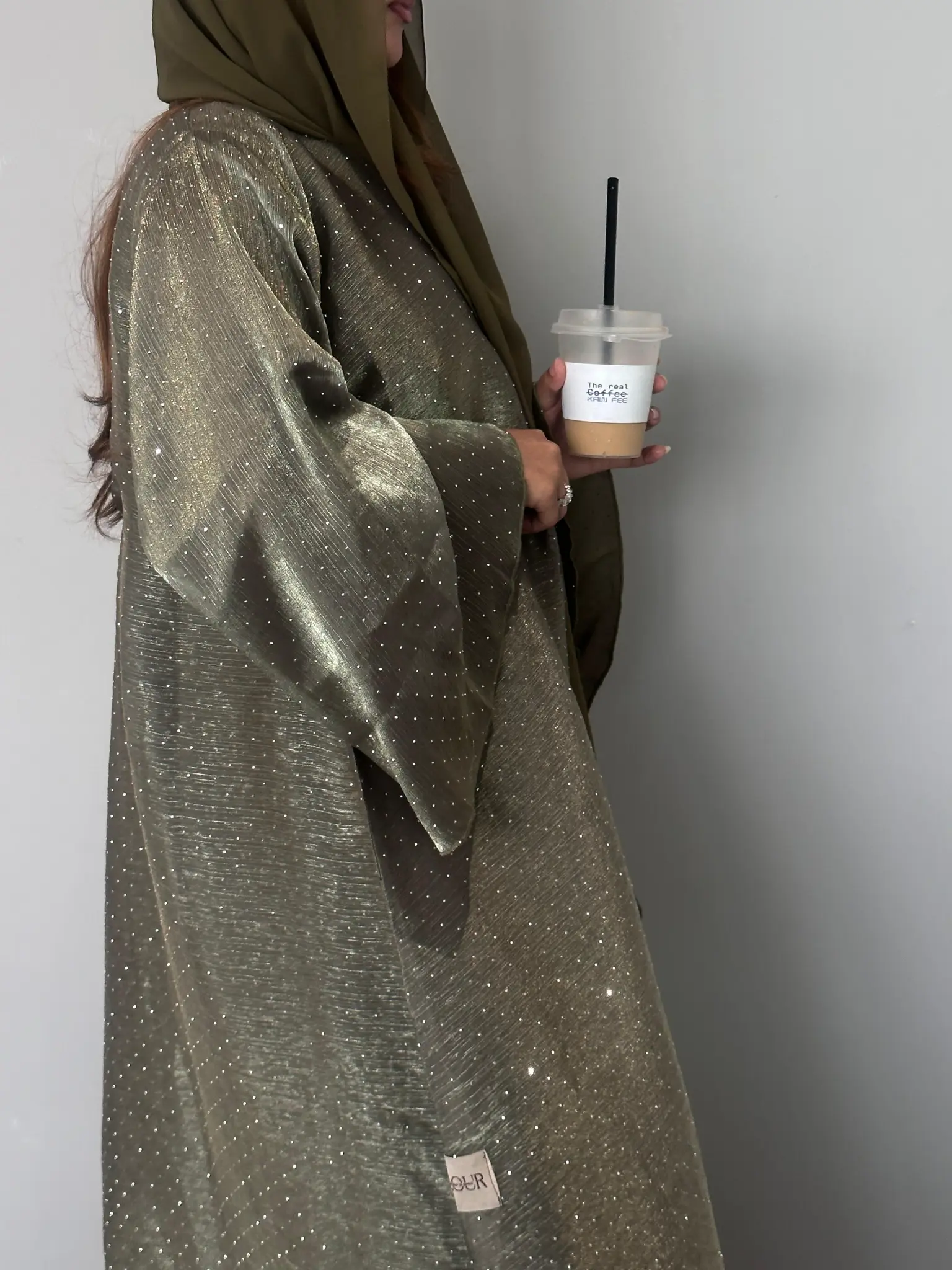 Naylah — Rhinestone organza with cape sleeves